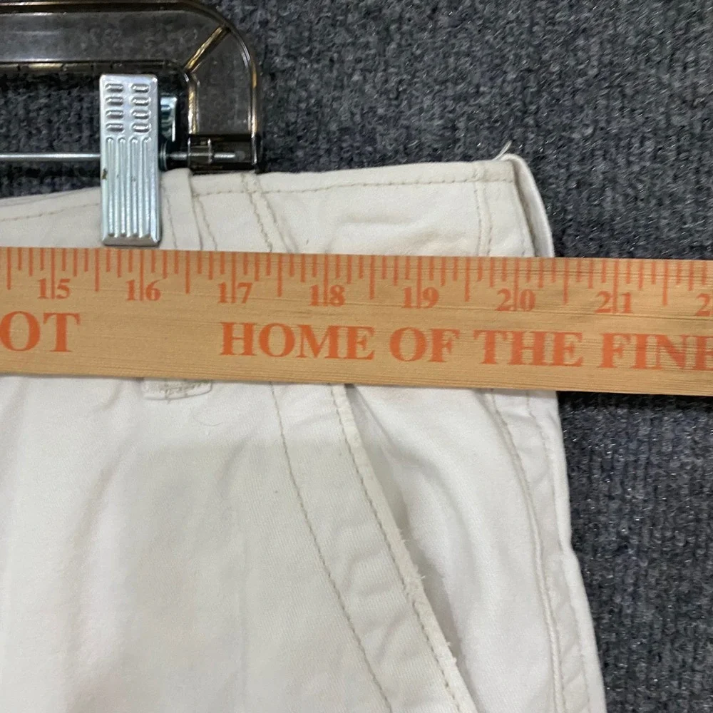 Aeropostale Mens Authentic Cargo Shorts Off White Cream Cotton Twill Size 38